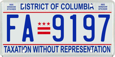 DC license plate FA9197