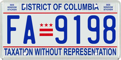 DC license plate FA9198