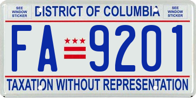 DC license plate FA9201