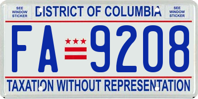 DC license plate FA9208