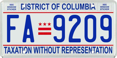 DC license plate FA9209