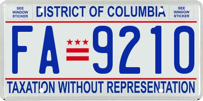 DC license plate FA9210