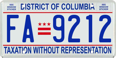 DC license plate FA9212