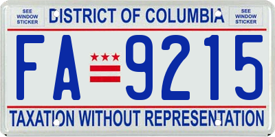 DC license plate FA9215