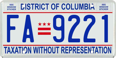 DC license plate FA9221