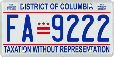 DC license plate FA9222