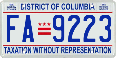 DC license plate FA9223