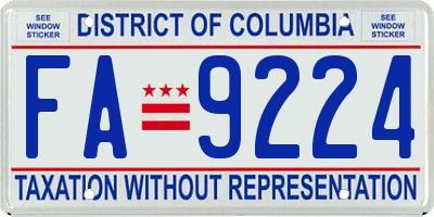 DC license plate FA9224