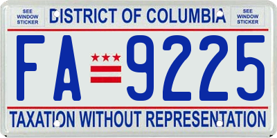 DC license plate FA9225