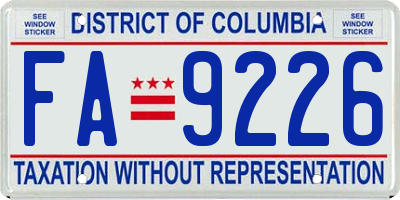 DC license plate FA9226