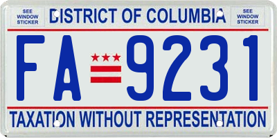 DC license plate FA9231