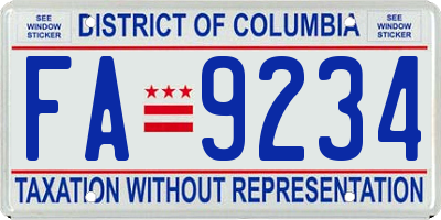 DC license plate FA9234