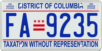 DC license plate FA9235