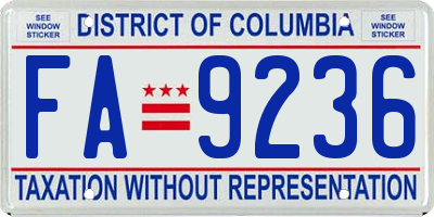 DC license plate FA9236