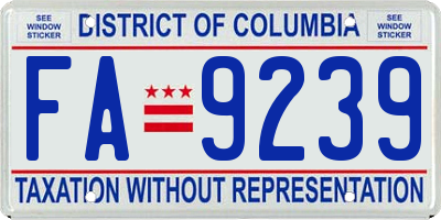 DC license plate FA9239