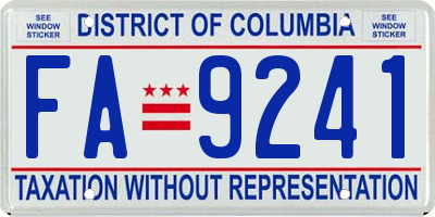 DC license plate FA9241