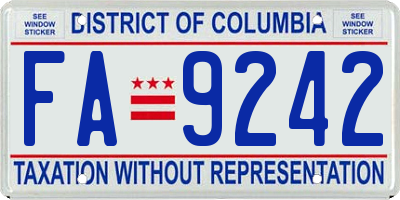 DC license plate FA9242