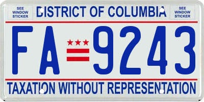 DC license plate FA9243