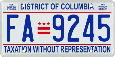 DC license plate FA9245