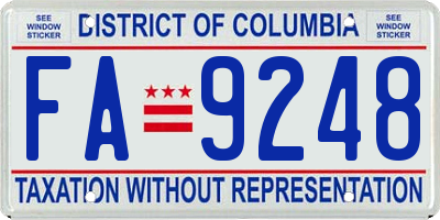 DC license plate FA9248