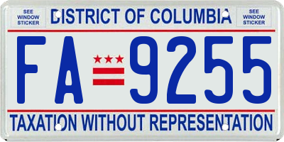 DC license plate FA9255