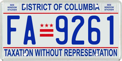 DC license plate FA9261