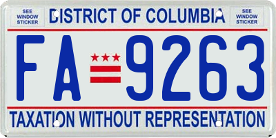 DC license plate FA9263