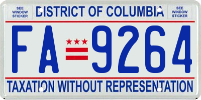 DC license plate FA9264