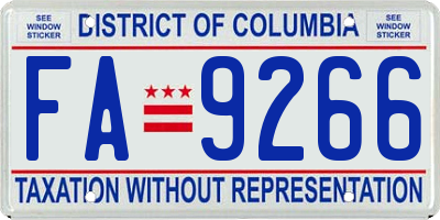 DC license plate FA9266