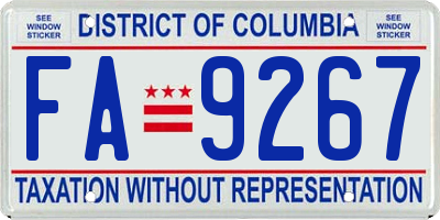 DC license plate FA9267