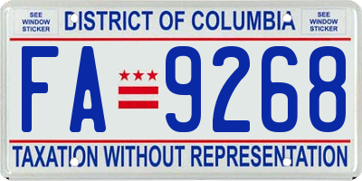 DC license plate FA9268