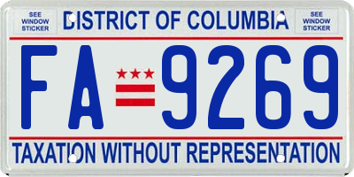 DC license plate FA9269