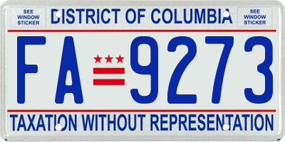 DC license plate FA9273