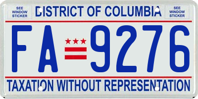 DC license plate FA9276