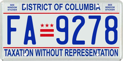 DC license plate FA9278