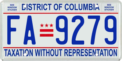 DC license plate FA9279