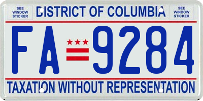 DC license plate FA9284