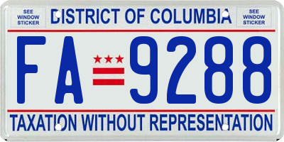 DC license plate FA9288