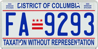 DC license plate FA9293