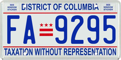 DC license plate FA9295