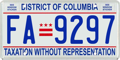 DC license plate FA9297