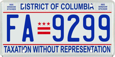 DC license plate FA9299