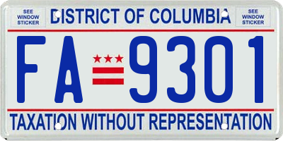 DC license plate FA9301