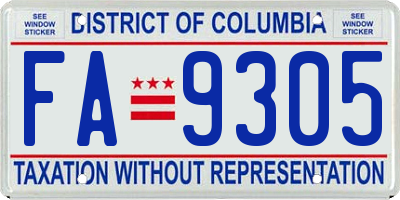 DC license plate FA9305