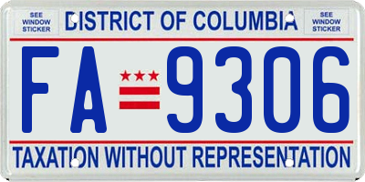 DC license plate FA9306