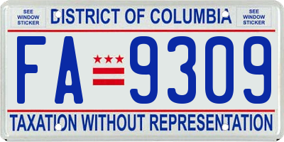 DC license plate FA9309