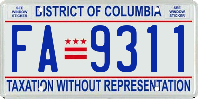 DC license plate FA9311