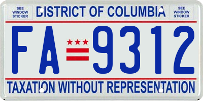 DC license plate FA9312