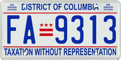 DC license plate FA9313