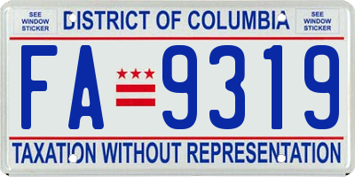 DC license plate FA9319